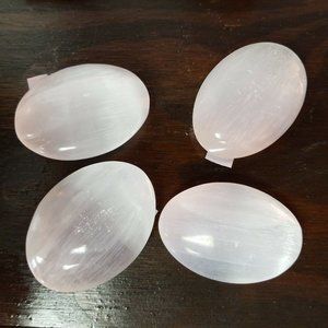 Selenite Pocket Palm Happy Stone Gemstone Crystal Grounding Specimen Hand Carved